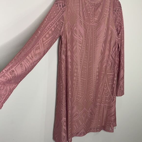 BCBGMAXAZRIA Lace Long Sleeve Maternity Dress dusty pink lace nude lining (H1) - Picture 9 of 12